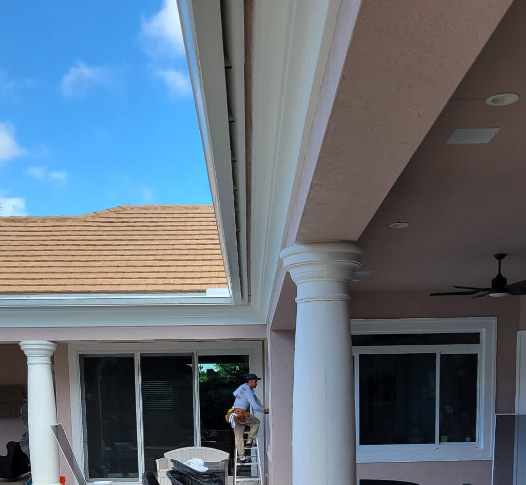 Hobe Sound Beach Front Home getting windows cleaned